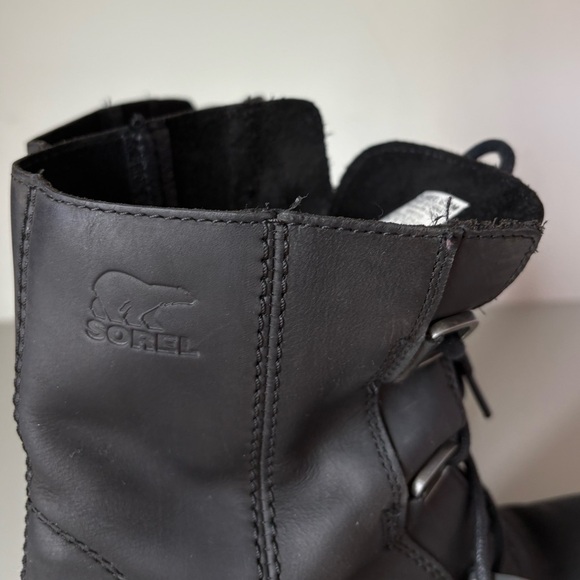 Sorel Black Lace-Up Boots Joan Of Arctic Wedge Size 9.5 - Picture 9 of 12
